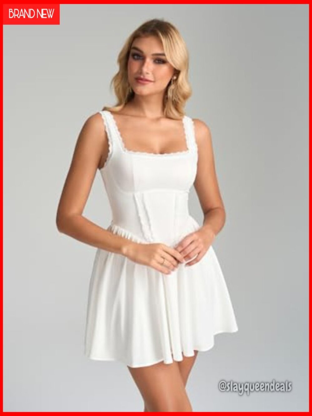 Lace Floral Corset Mini Dress Bow Tie Smocked Flowy Short Graduation Dresses - Picture 5 of 6